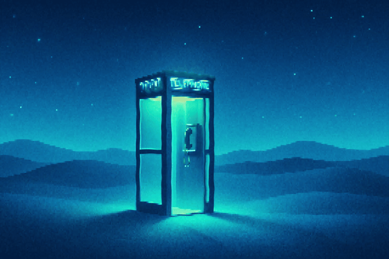 Telephone booth in desert